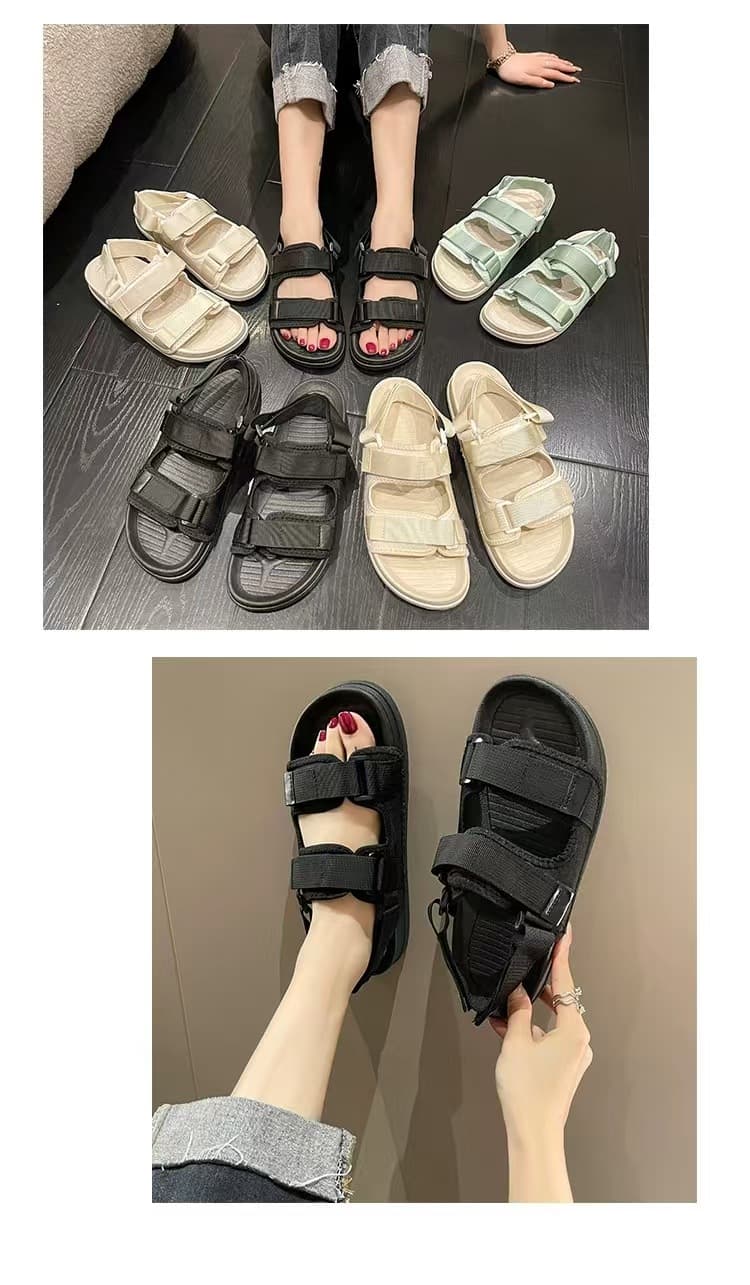 スポーツサンダル ベルクロ調節 厚底ストラップサンダル