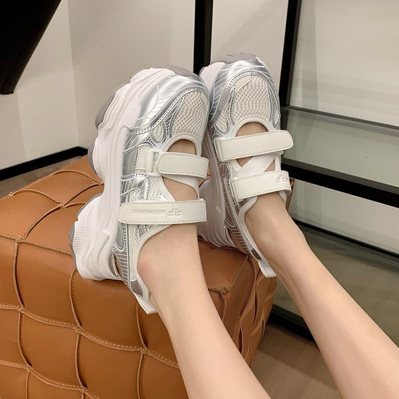 スポーツサンダル スポーツサンダル 厚底メッシュ マジックテープ サンダル